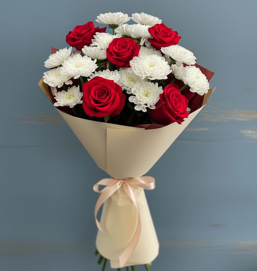 Букет цветов из: Розы и Хризантемы в Динской