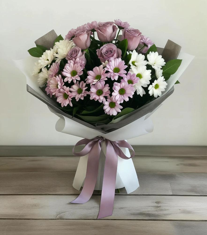 Букет цветов из: Хризантемы и Розы в Динской