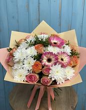 Букет цветов из:  Розы, Герберы и Хризантемы в Динской