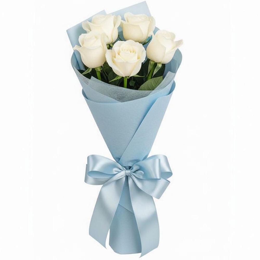 Букет 5 Белых роз Проуд в Динской