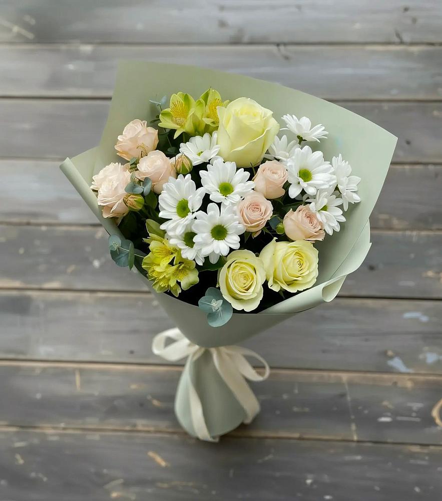 Букет цветов из: Альстромерии, Розы и Хризантемы в Динской
