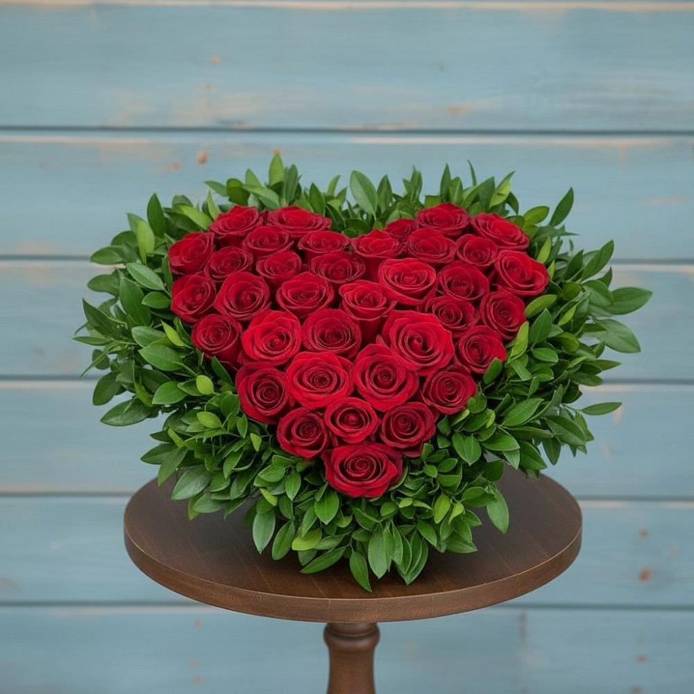 Цветочная композиция из Розы в виде сердца в Динской