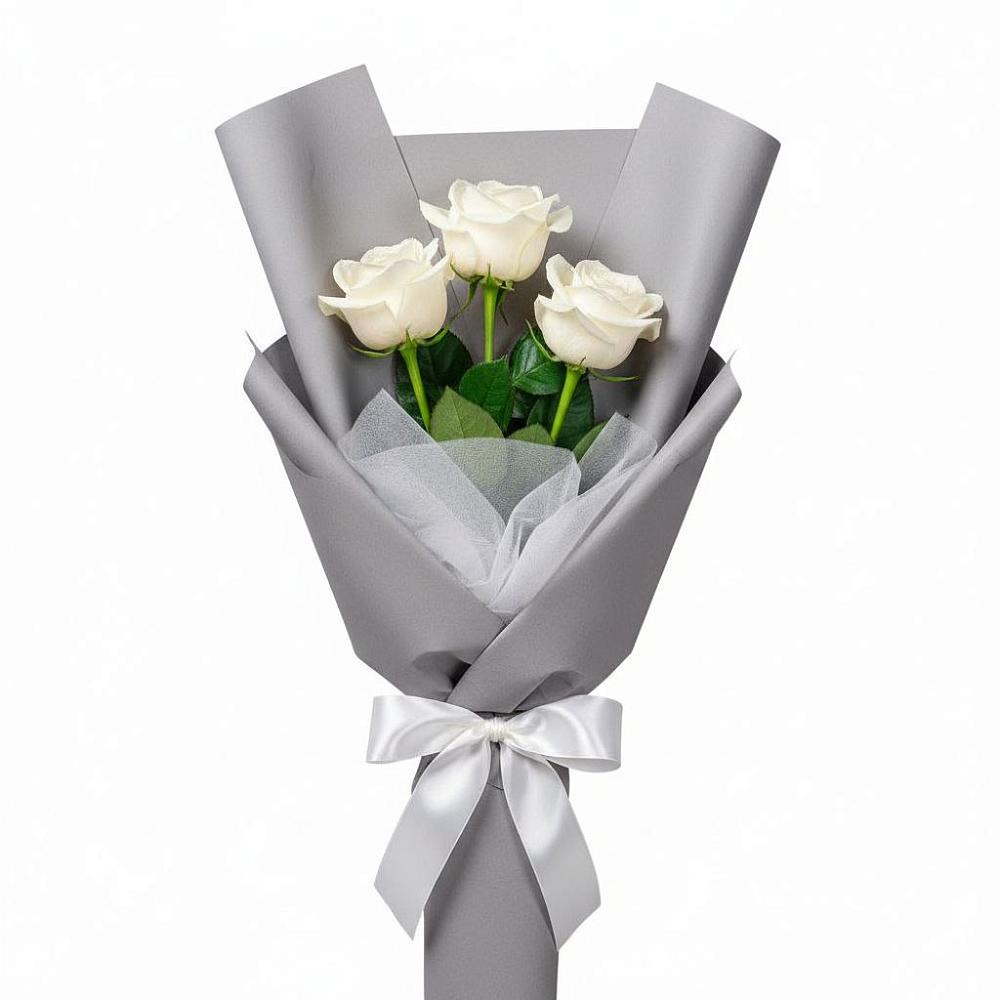 Букет 3 белые розы в Динской