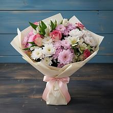 Букет цветов из:  Хризантемы, Альстромерии и Розы в Динской