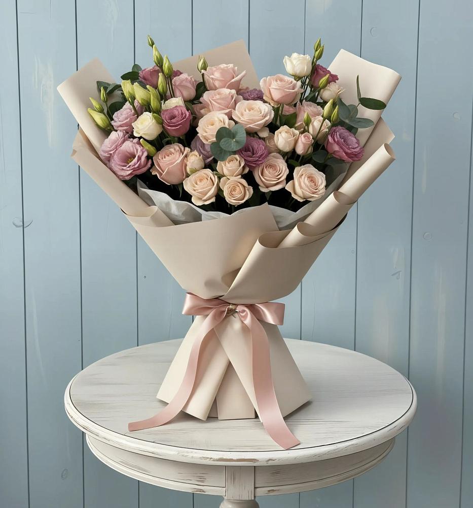 Букет цветов из: Розы и Лизиантусы в Динской