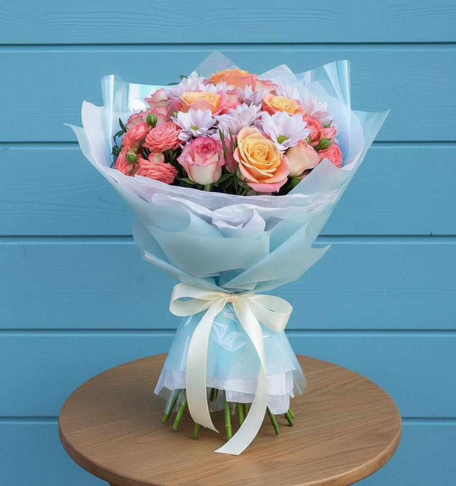 Букет цветов из: Хризантемы и Розы в Динской