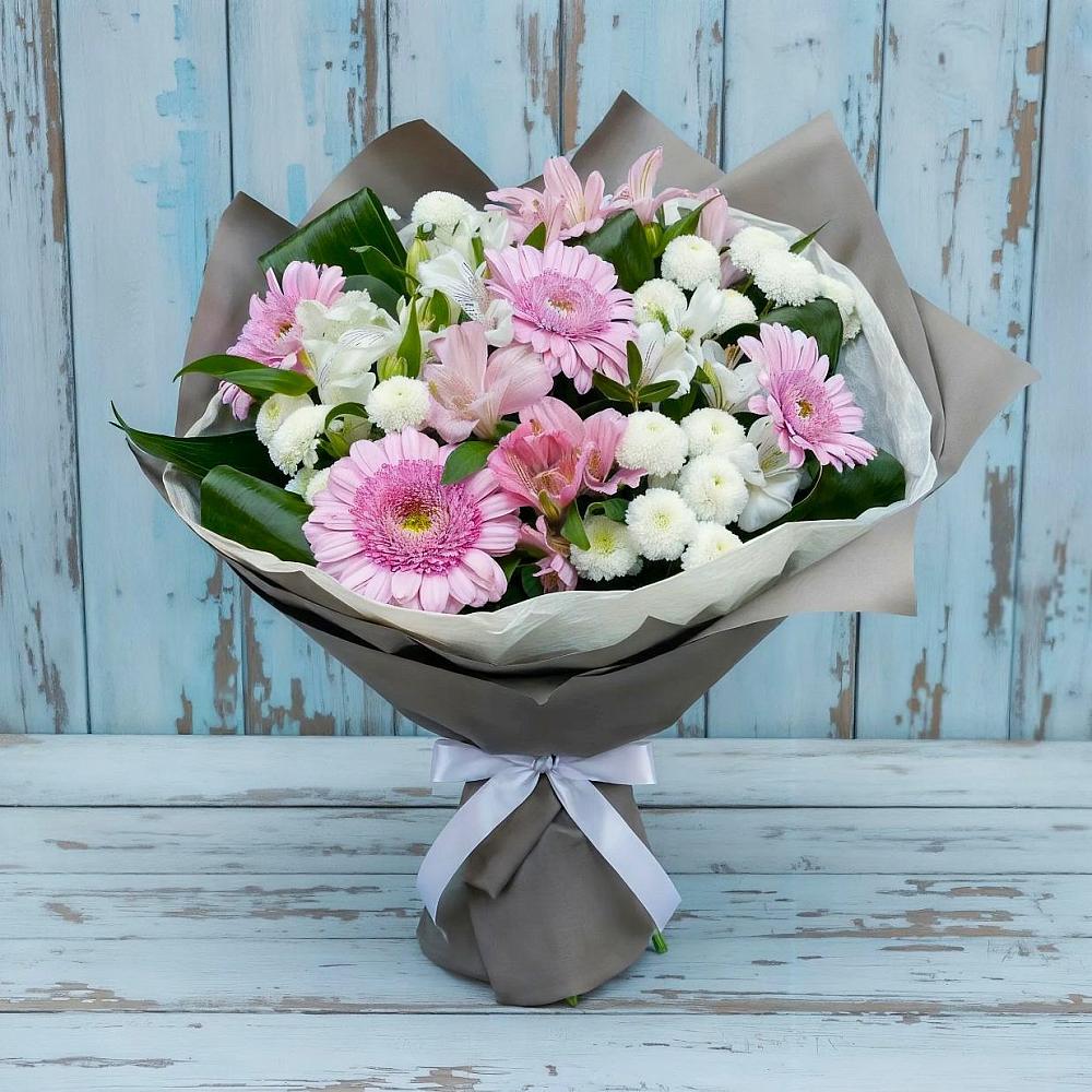 Букет цветов из: Герберы, Альстромерии и Хризантемы в Динской