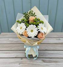 Букет цветов из:  Герберы, Розы и Хризантемы в Динской
